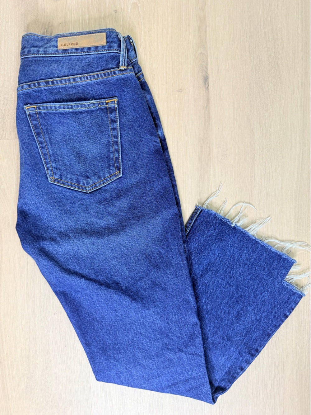 GRLFRND Dark Blue Straight Leg Jeans size 27 - Revolve